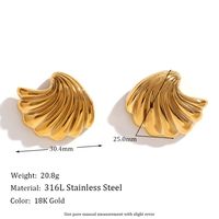 1 Pair Simple Style Shell Plating Stainless Steel 18k Gold Plated Ear Studs main image 2