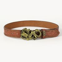 Vintage Style Ethnic Style Geometric Animal Dragon Pu Leather Metal Button Adults Leather Belts sku image 9