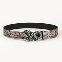 Vintage Style Ethnic Style Geometric Animal Dragon Pu Leather Metal Button Adults Leather Belts sku image 5