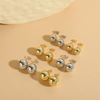 1 Pair Vintage Style Simple Style Commute Round Plating Copper 14k Gold Plated Ear Studs main image 3