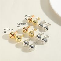 1 Pair Vintage Style Simple Style Commute Round Plating Copper 14k Gold Plated Ear Studs main image 2