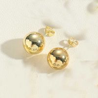 1 Pair Vintage Style Simple Style Commute Round Plating Copper 14k Gold Plated Ear Studs sku image 4