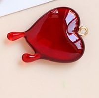 1 Piece Simple Style Heart Shape Arylic Enamel Valentine's Day Jewelry Accessories sku image 1