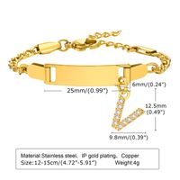 IG Style Simple Style Letter 201 Stainless Steel Plating Inlay Zircon Girl'S Bracelets sku image 22