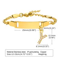 IG Style Simple Style Letter 201 Stainless Steel Plating Inlay Zircon Girl'S Bracelets sku image 25