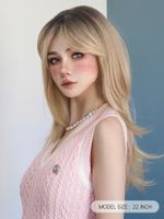 Women's Cute Sexy Camel Casual Holiday Chemical Fiber Side Points Long Straight Hair Wig Net main image 5