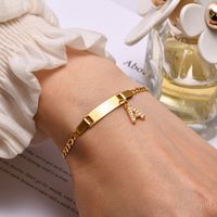 IG Style Simple Style Letter 201 Stainless Steel Plating Inlay Zircon Girl'S Bracelets main image 5
