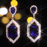 1 Par Elegante Geométrico Bloque De Color Embutido Aleación Diamantes De Imitación Circón Pendientes De Gota sku image 15