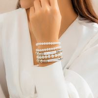 Vintage Style Simple Style Classic Style Irregular Round Ccb Imitation Pearl Thick Women's Bracelets main image 6