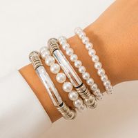 Vintage Style Simple Style Classic Style Irregular Round Ccb Imitation Pearl Thick Women's Bracelets sku image 2