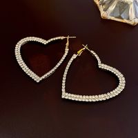 Nihaojewelry Fashion Hollow Heart-shaped Rhinestone Earrings Wholesale Jewelry sku image 4