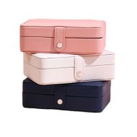 Vintage Style Solid Color Pu Leather Jewelry Boxes main image 5