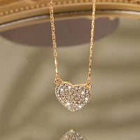Sweet Heart Shape Alloy Inlay Artificial Diamond Women's Pendant Necklace sku image 3