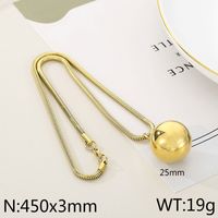 Titanium Steel 18K Gold Plated Hip-Hop Exaggerated Plating Ball Pendant Necklace sku image 5