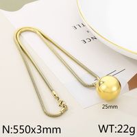 Titanium Steel 18K Gold Plated Hip-Hop Exaggerated Plating Ball Pendant Necklace sku image 6