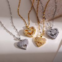Copper Casual Elegant Classic Style Inlay Heart Shape Zircon Pendant Necklace main image 1