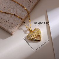 Copper Casual Elegant Classic Style Inlay Heart Shape Zircon Pendant Necklace sku image 1