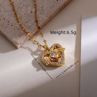 Copper Casual Elegant Classic Style Inlay Heart Shape Zircon Pendant Necklace main image 4