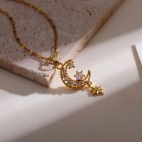 Romantisch Mond Kupfer Überzug Inlay Zirkon 18 Karat Vergoldet Halskette Mit Anhänger main image 5