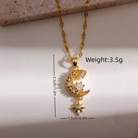 Romantic Moon Copper Plating Inlay Zircon 18k Gold Plated Pendant Necklace sku image 1