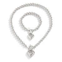 Einfacher Stil Herzform Imitationsperle Kupfer Frau Armbänder Halskette main image 4