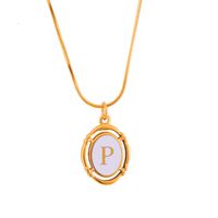 Stainless Steel Classic Style Stoving Varnish Plating Letter Pendant Necklace sku image 15