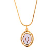 Stainless Steel Classic Style Stoving Varnish Plating Letter Pendant Necklace sku image 16