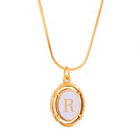 Stainless Steel Classic Style Stoving Varnish Plating Letter Pendant Necklace sku image 17