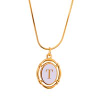 Stainless Steel Classic Style Stoving Varnish Plating Letter Pendant Necklace sku image 19