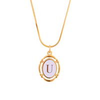 Stainless Steel Classic Style Stoving Varnish Plating Letter Pendant Necklace sku image 20