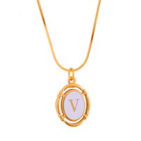 Stainless Steel Classic Style Stoving Varnish Plating Letter Pendant Necklace sku image 21