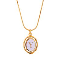 Stainless Steel Classic Style Stoving Varnish Plating Letter Pendant Necklace sku image 24
