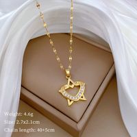 Wholesale Modern Style Simple Style Classic Style Pentagram Heart Shape Titanium Steel Copper Inlay Artificial Gemstones Pendant Necklace main image 2