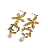 1 Pair Vacation Sweet Flower Plating 304 Stainless Steel Pearl 14K Gold Plated Drop Earrings main image 7
