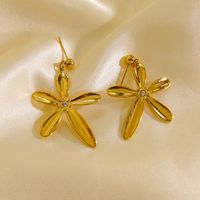 1 Pair Vacation Sweet Flower Plating 304 Stainless Steel Pearl 14K Gold Plated Drop Earrings main image 4