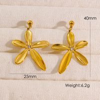 1 Pair Vacation Sweet Flower Plating 304 Stainless Steel Pearl 14K Gold Plated Drop Earrings main image 2