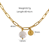 304 Stainless Steel 14K Gold Plated Retro Plating Inlay Sun Natural Stone Shell Pendant Necklace sku image 2
