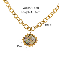 304 Stainless Steel 14K Gold Plated Retro Plating Inlay Sun Natural Stone Shell Pendant Necklace sku image 4