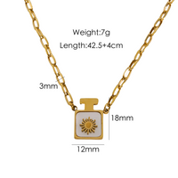 304 Stainless Steel 14K Gold Plated Retro Plating Inlay Sun Natural Stone Shell Pendant Necklace sku image 1