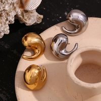1 Pair Simple Style Classic Style Water Droplets Plating Stainless Steel 18k Gold Plated Ear Studs main image 3