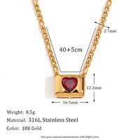 Vintage Style Simple Style Classic Style Square Heart Shape Stainless Steel Plating Inlay Zircon 18k Gold Plated Pendant Necklace sku image 2