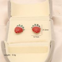 1 Pair Sweet Strawberry Enamel Plating Inlay Copper Zircon White Gold Plated Ear Studs sku image 1