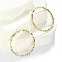 1 Pair Simple Style Classic Style Colorful Plating Inlay Stainless Steel Artificial Diamond Hoop Earrings main image 1