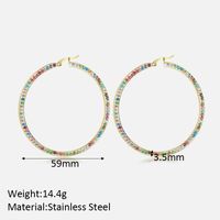 1 Pair Simple Style Classic Style Colorful Plating Inlay Stainless Steel Artificial Diamond Hoop Earrings main image 2