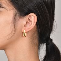 1 Pair Simple Style Geometric Plating 201 Stainless Steel Gold Plated Hoop Earrings main image 3