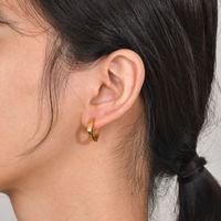 1 Paar Einfacher Stil Geometrisch Überzug 201 Edelstahl Vergoldet Reif Ohrringe main image 4