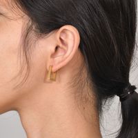 1 Pair Simple Style Geometric Plating 201 Stainless Steel Gold Plated Hoop Earrings main image 7