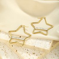 1 Pair Vintage Style Geometric Star Plating 304 Stainless Steel 18K Gold Plated Ear Studs main image 3