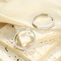 1 Pair Simple Style Geometric Polishing Plating Inlay 304 Stainless Steel Zircon Hoop Earrings main image 5