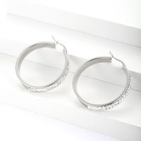 1 Pair Simple Style Geometric Polishing Plating Inlay 304 Stainless Steel Zircon Hoop Earrings main image 3